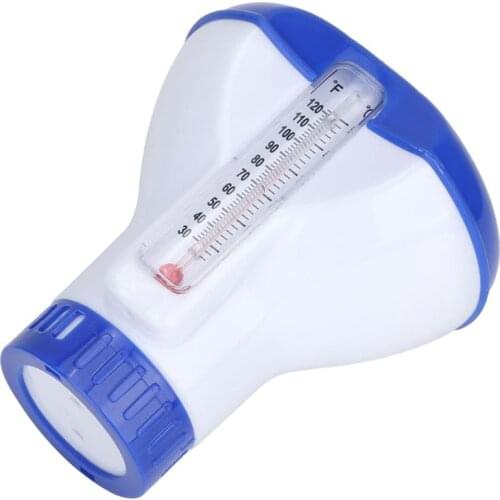 5 Inch Swimming Pool Floating Chemical Chlorine Dispenser with Thermometer Disinfection Auto Applicator Pump Spa Hot Tub P15D