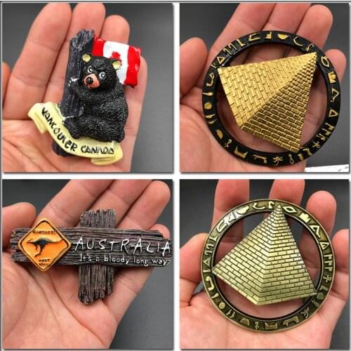 Egyptian pyramid Canada bear Australia kangaroo resin magnetic creative 3D fridge magnets refrigerator sticker travel souvenir