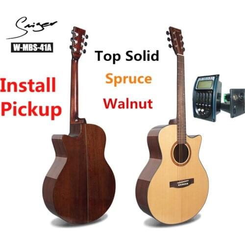 Guitar Solid Spruce Walnut Electric Steel-String 40 Inches A-Body Guitarra 6 Strings Folk Pop Cutaway Guitars Install Pickup