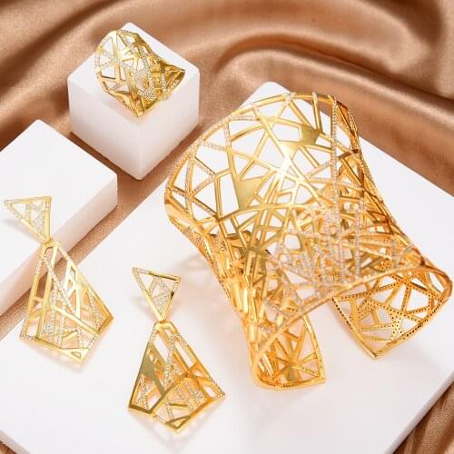 GODKI 2021 New Charms 3PC Bracelet Ring Earring Set For Women Wedding Bridal Cubic Zircon Dubai PARTY WEDDING Jewelry BOHO 2020