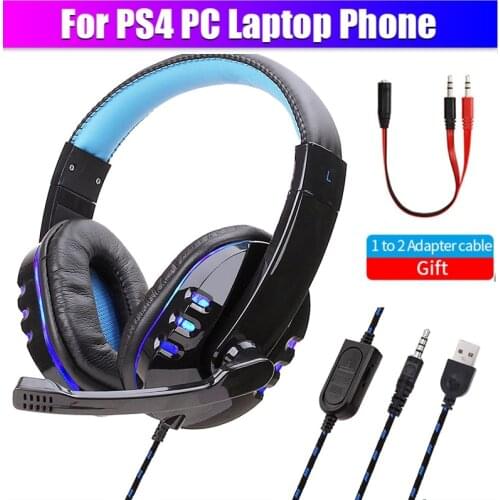 For PS4 Computer LED Gamer Headset Gaming Wired Headphone With Microphone Cascos 3.5 Jack Music Bass CosqueFor PC Phone Laptop