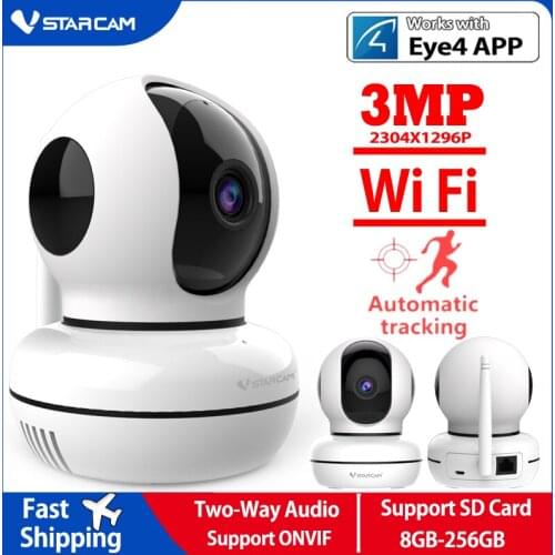 VStarcam 3MP 1296P FHD IP Camera C46S Wifi security Camera Intercom IR Night Vision Pan/Tilt App Mobile View Motion Alarm Onvif