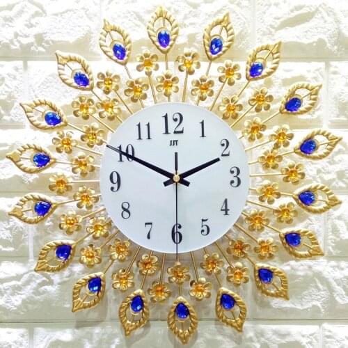 Wrought iron golden living room wall clock creative fashion electronic clock style bedroom quartz wall clock