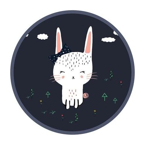 Round Cartoon Animal Pattern Carpet Childrens Non-Slip Bedroom Living Room Decoration Floor Mat