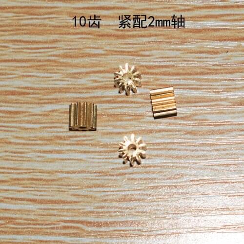 10/100pcs 10teeth 2hole 0.5M brass gear/motor copper gear/DIY Toy parts/technology model parts/rc car robot tamiya 102a