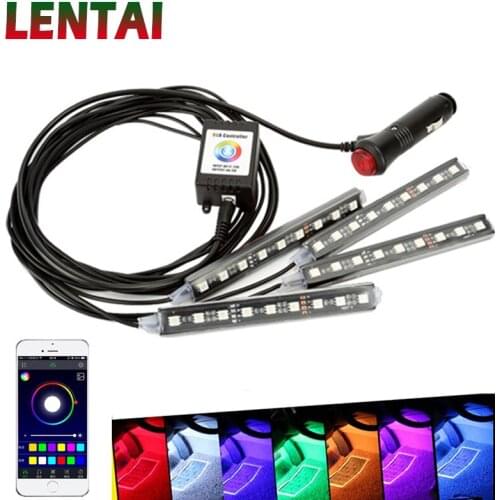 LENTAI For Skoda octavia a7 a5 2 rapid fabia superb Ssangyong Jaguar 1Set Car LED RGB Light Atmosphere Lamp Strip Phone Control