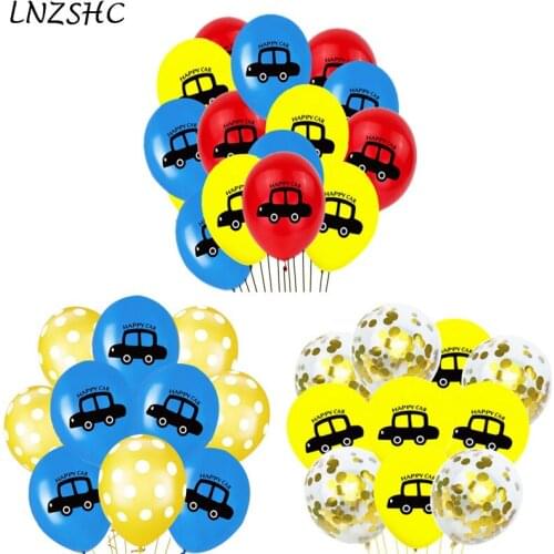 Cartoon Happy Car Latex Balloon Printed Confetti Ballons for Car Themed Birthday Party Baby Shower Kids Decoration Boys Favors