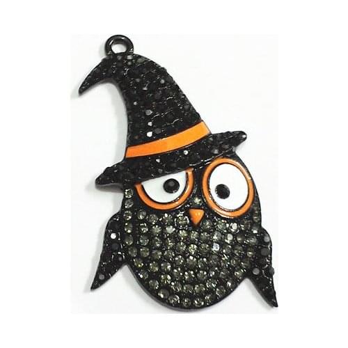 Newest! 50mm*35mm 10pcs/lot Owls Rhinestone Pendants