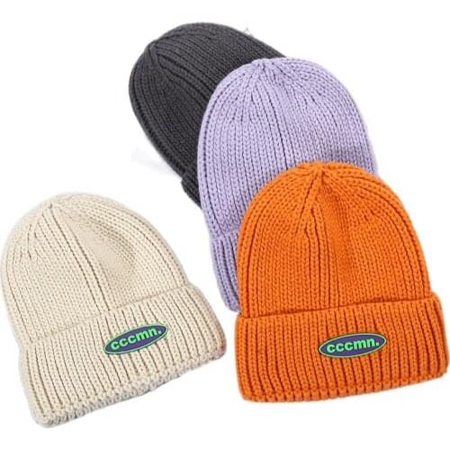 New Winter Adult Casual Thick Warm Knitted Beanies Caps Letter Curled Ski Skullies Hat Skullcap Bone Gorras
