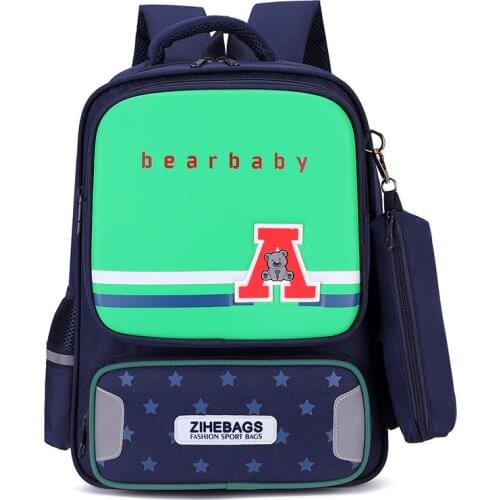 New Fashion Cartoon Blue School Bags Backpack for Girls Boys Children Orthopedic Backpack Reflective Strip Mochila Infantil