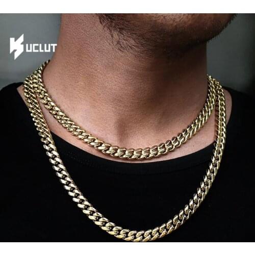 Necklace Titanium for Men and Women Metal Stainless Steel Cuban Link Chain Trendy Gold Silver Color Jewelry Fashion