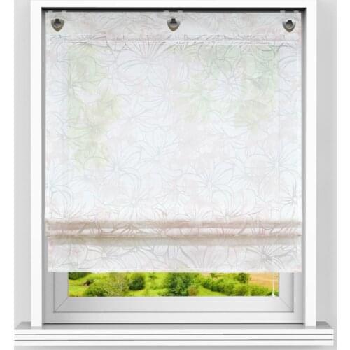Roman Curtain Floral Printing Sheer Window Curtain For Kitchen Living Room Voile Screening Panel with U-Shape Hooks 1PCS/Lot