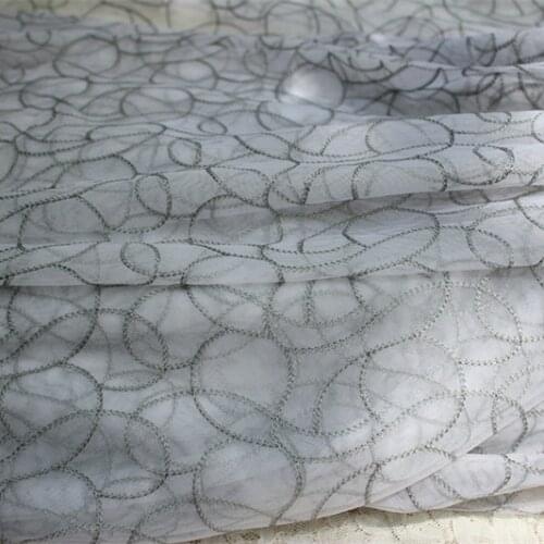 Greyish-Green Mesh Embroidery Lace Fabric DIY Lace Fabric , Romanti Party Dress Fabric