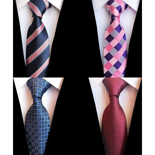 Ricnais Silk Men Tie 8cm Plaid Paisley Necktie for Men Navy Blue Neck ties Classic Wear Business Wedding Tie Party Gravatas