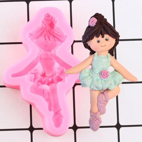 Dance Girl Silicone Mold Birthday Party Cupcake Topper Fondant Cake Decorating Tools Chocolate Kitchen Baking Candy Clay Moulds