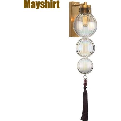 Modern Stain Glass Gourd Wall Lamp Chinese Classical Home Deco Living Room Bedroom Sconce Wall Light Art Deco Dining Room Light