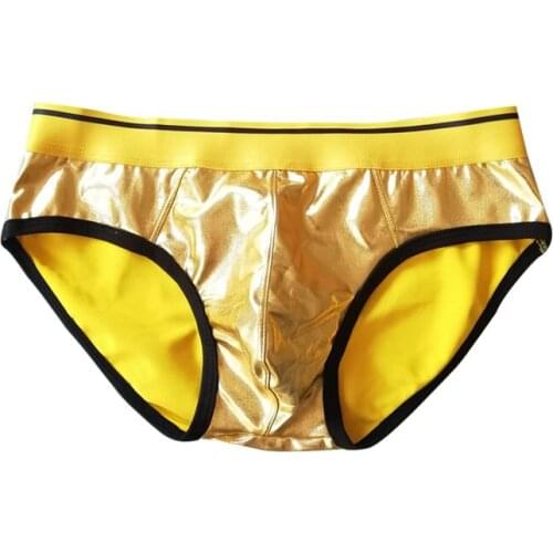 Sexy Mens Underwear Faux Leather Briefs Jockstrap Stretch Sissy Pouch Panties Underwear Mini Briefs Male Fashion Comforty