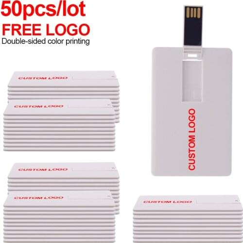 50pcs/lot Logo Free Usb Flash Drive USB 2.0 card 4gb 8gb 16gb 32gb Company Logo Gifts Pen drive Memory stick for photography