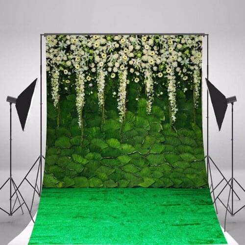 Vintage Flowers Wedding Photography Background 200x300cm White Flowers Green Wall Photo Backdrops Studio Fotografia custom