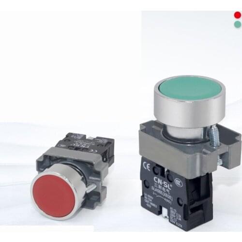 High Quality Metal Push Button Switch Self-reset Press Switch 1NO 1NC Power Flat Round Jog Switch Start Button Blue Red XB2