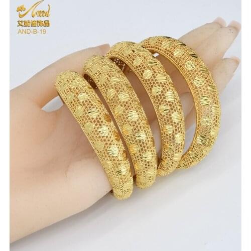 Luxury 4Pcs/Lot Ethiopian Africa Gold Color Bangles For Women Cuffs And Bracelets African Wedding Bride Jesus Turkish Jewelry