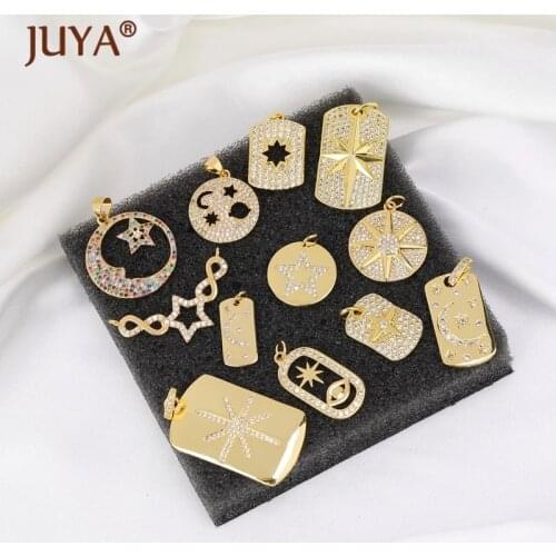 JUYA Jewelry Making Necklace Pendants Star Moon CZ Charms For Women Jewelry Luxurious Jewelry Hand Made Accessories Supplies