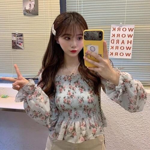 Women Blouse Summer 2021 Square Collar Long Sleeve Chiffon Shirt Womens Clothing Blusas Mujer De Moda