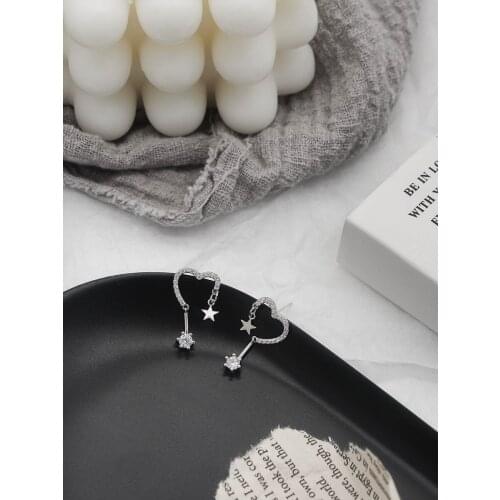 925 Silver Love Wild Trendy Earrings With Ins Style Simple Cold No Pierced Ear Clip For Female Women Gifts In Summer