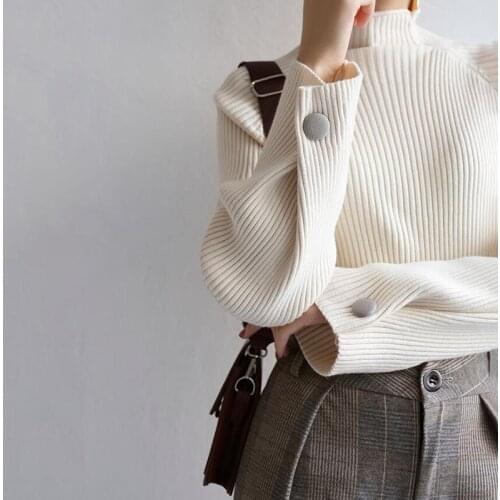 Women Half Turtleneck Knitted Sweater Dress Spring Long Sleeve Warm Sweaters and Pullovers Oversized Knitwear Jumpers