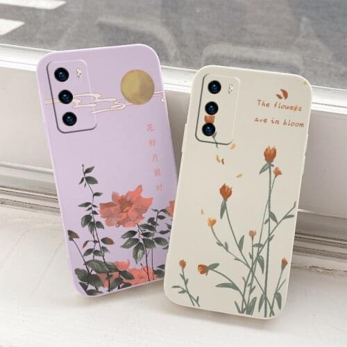 The Rose Liquid Silicone Case For Huawei P40 P30 P20 Pro Lite Mate 40 30 20 Pro Lite P Smart 2021 Y7A Soft Phone Back Cover