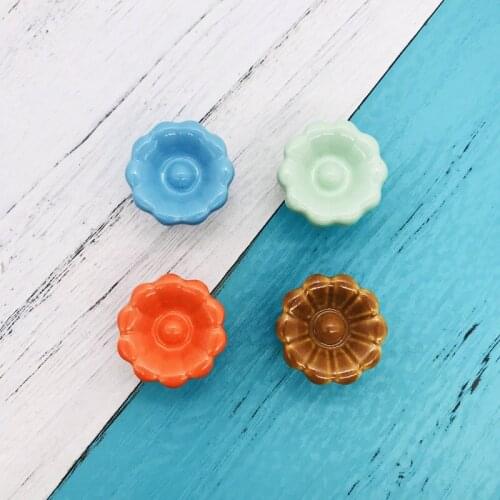 1Pc Euro-Style Sun Flower Ceramic Cabinet Door Knobs Children Kids Dresser Handles Drawer Pulls Home Furniture Accessories