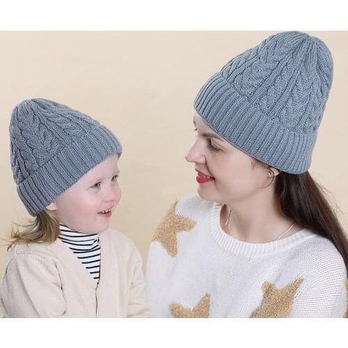 2020 Family Matching Warm Knitted Caps for Mother and Baby 2PCS Winter Warm Parent-Child Hat Christmas