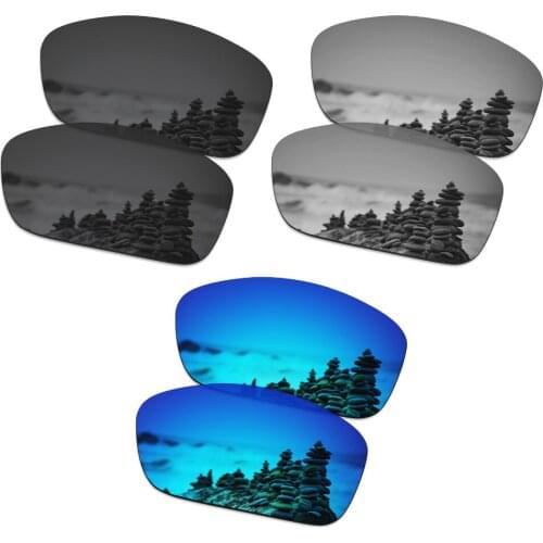 SmartVLT 3 Pairs Polarized Sunglasses Replacement Lenses for Oakley Canteen 2014 Stealth Black and Silver Titanium and Ice Blue