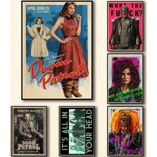 37 Designs Tv Show Doom Patrol Whitepaper Poster Artwork Homedecal Fancy Wall Sticker for Coffee House Bar