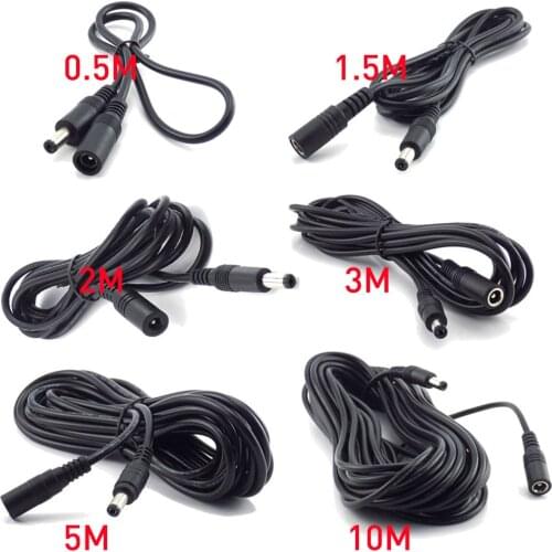 5.5 x 2.1mm DC Power connector Jack Adapter lead cord 12v cable DC female Male extension external Plug 10m 0.5m 1.5M 2m 3m 5m