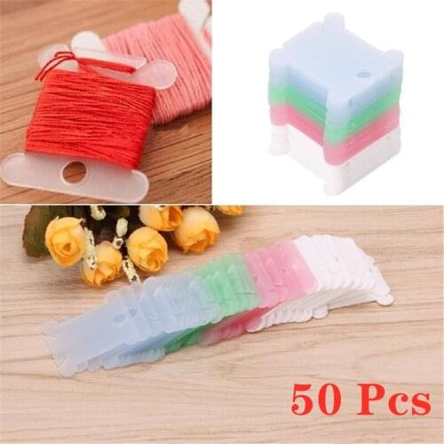 50Pcs Embroidery Floss Craft Thread Bobbin Cross Stitch Storage Holder Plastic Apparel Sewing Fabric