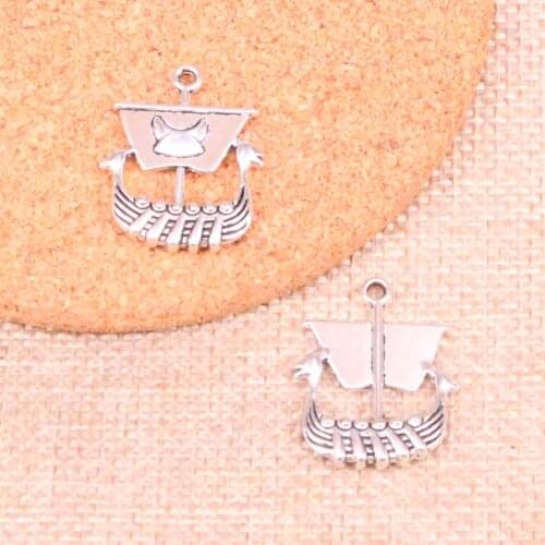 10pcs Viking Ship Boat Charms Metal Pendants for Bracelet and Necklace Jewelry DIY Handmade 26*21mm