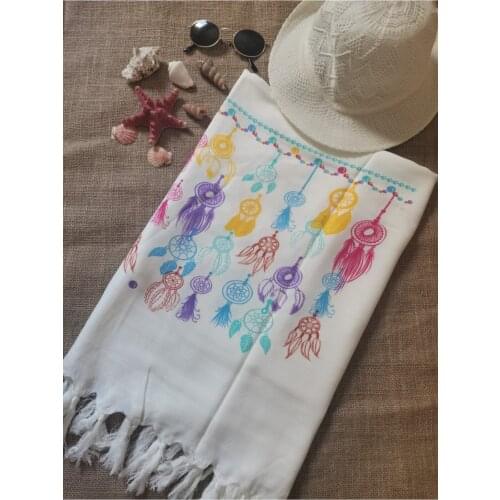 Bamboo Peştamal Beach Towel Colorful Dream Catcher Trap Patterned