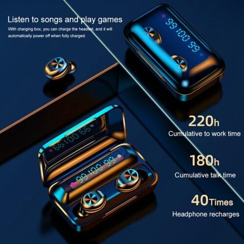 Wireless Earphones F9 TWS Bluetooth 5.0 headset 2200mAh Charging Box 9D Stereo Sports IPX7 Waterproof headset With Microphone