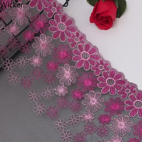 Black Mesh Embroidered Flowers 10 Yards/lot 20 Cm Border Lace Fabric for Diy Wedding Dress Underwear Bikini Home Textile Decor