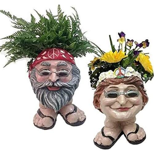 2PCS Flower Pot Colored Funny Resin Plants Vase Container Home Decor for Desktop Garden Succulent 15*12*11cm XHC88