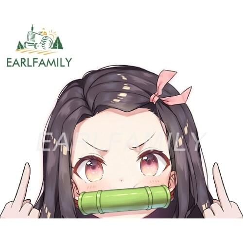 EARLFAMILY 13cm x 8.2cm for Nezuko Car Stickers Motorcycle Decal Vinyl Car Accessoires Graffiti Trunk Windshield Scratch-Proof
