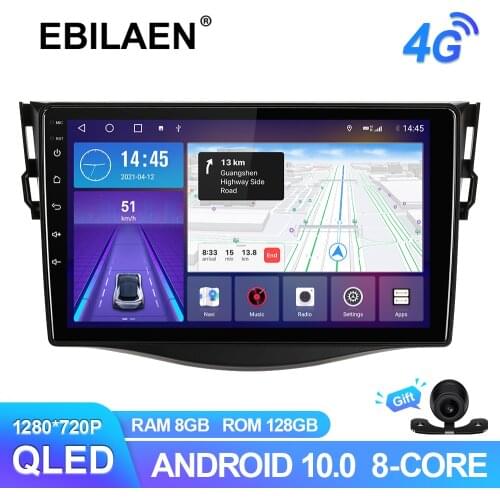 EBILAEN Multimedia Car Radio Player For Toyota RAV4 RAV 4 2007-2010 Android 10.0 GPS Navigation Wireless Carplay AM FM RDS QLED