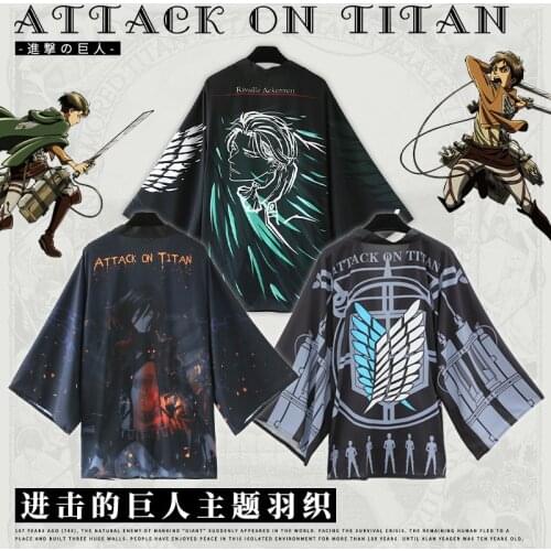 Attack on Titan Theme Mikasa Levi Ackerman Yukata Kimono Cloak Sleepwear Anime Unisex Haori Cardigan Coat Bathrobe Tops Cosplay