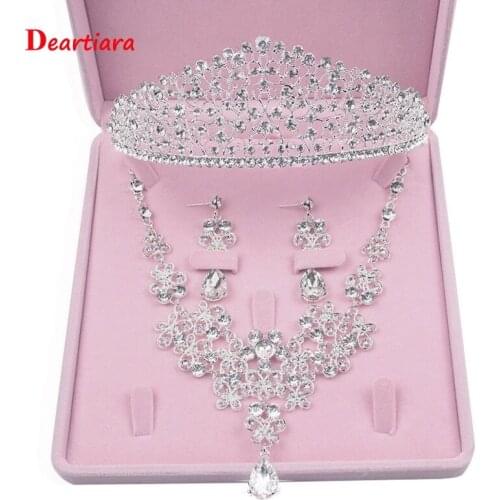 Rhinestone Crystal Crown Tiara Wedding Princess Bride Headpiece Jewelry Set
