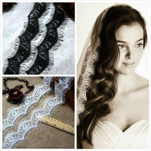 High Quality Eyelash Wedding Dress Lace Voile Fabric DIY Handmade Material Evening Dress Fabric Width 4cm 30M/10Piece