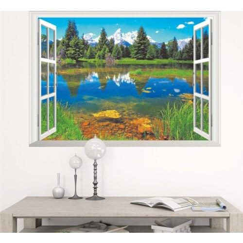 Forest Tree 3D Window Scenery Wall Stickers Kids Rooms Living Room Bedroom Wall Art Decal Sofa Decoration