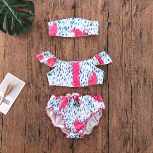 2020 3PCS Summer Toddler Kid Baby Girl Bikini Set Cute Swimwear Swimsuit Childern Bathing Suit 1-6Y