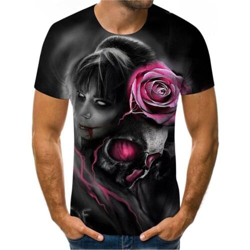 2021 summer fashion new horror vampire zombie 3D printing mens short-sleeved trend casual T-shirt apparel