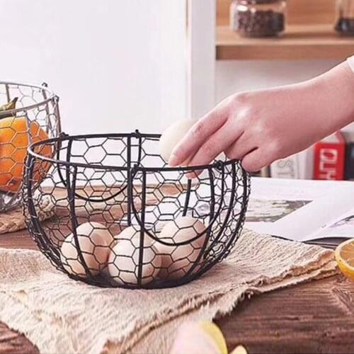 Metal Egg Basket Egg Storage Basket With Handles Chicken Eggs Holder Organizer Fruit Food Organizer For Kitchen Tool